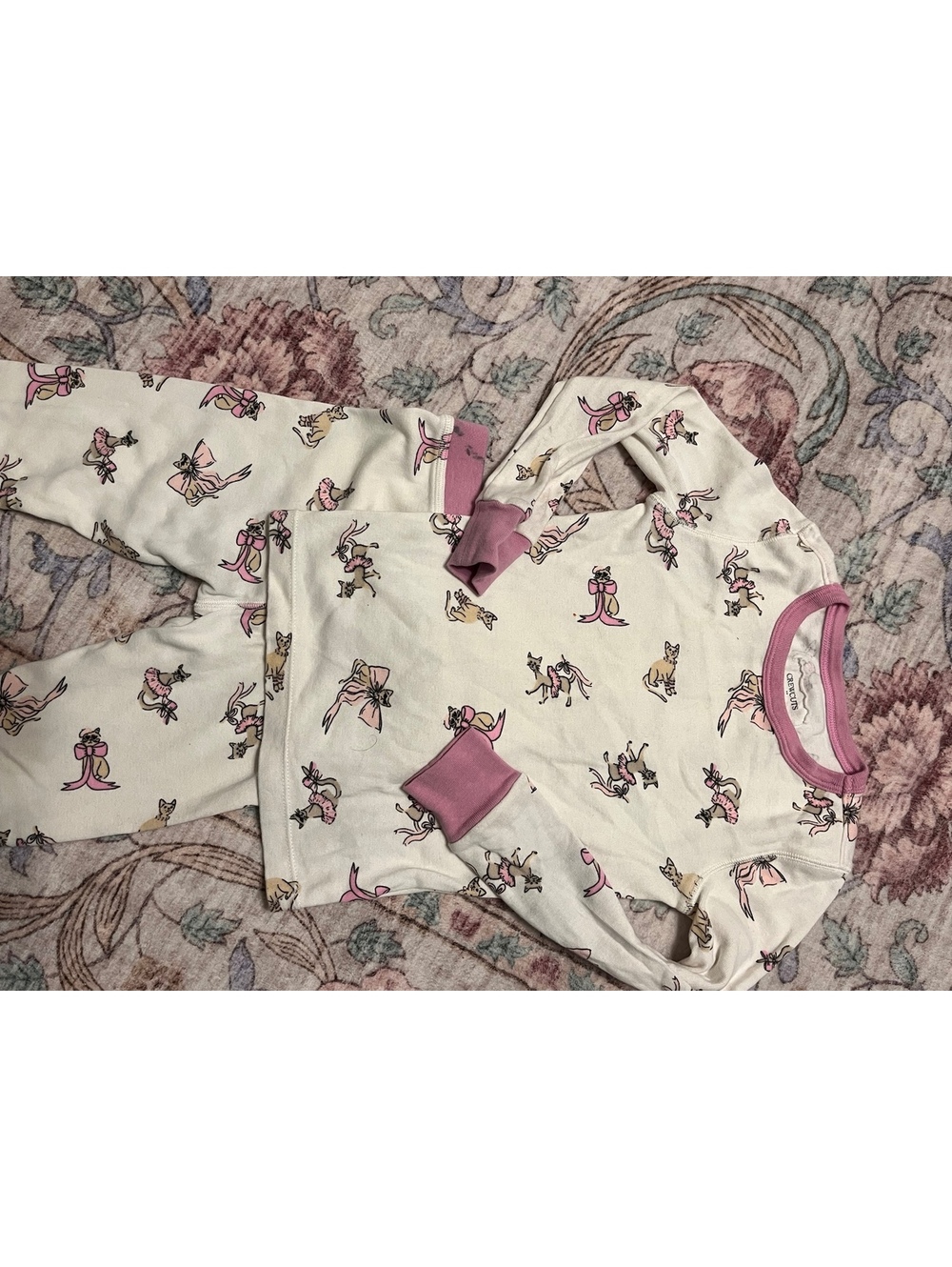 Crewcuts Girls Pajama Set with Ballet Cat Print, Size 4T